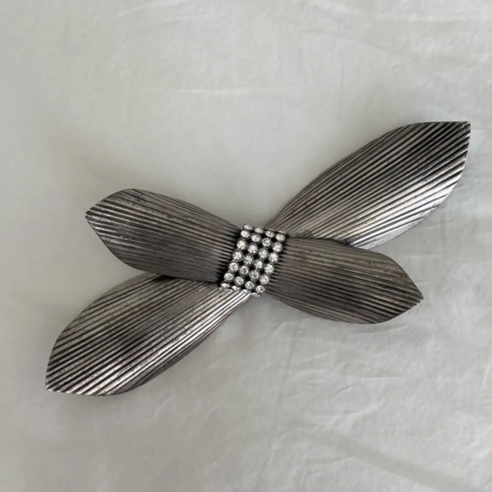 Vintage- Large Silver and Rhinestone Brooch - Picture 1 of 2